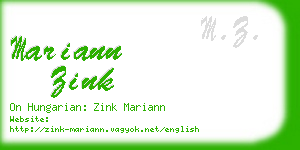 mariann zink business card